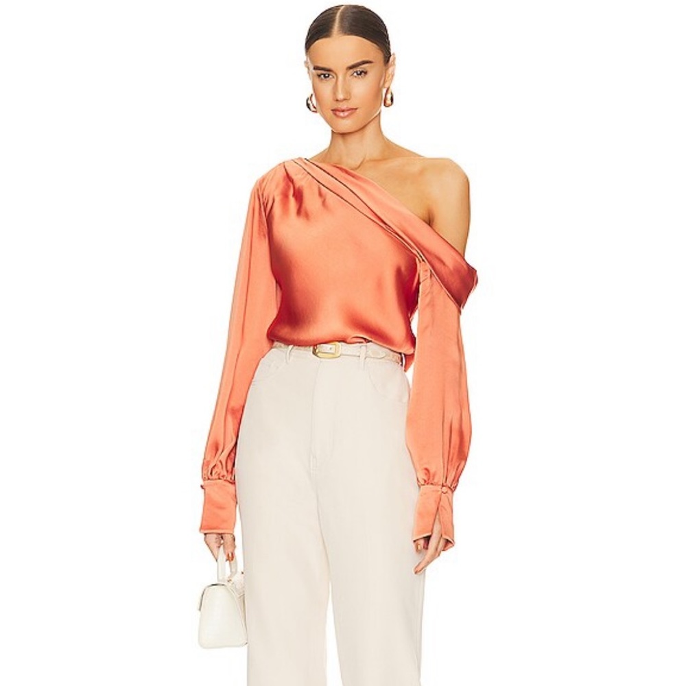 SIMKHAI - Alice One Shoulder Top in Coral SIZE S